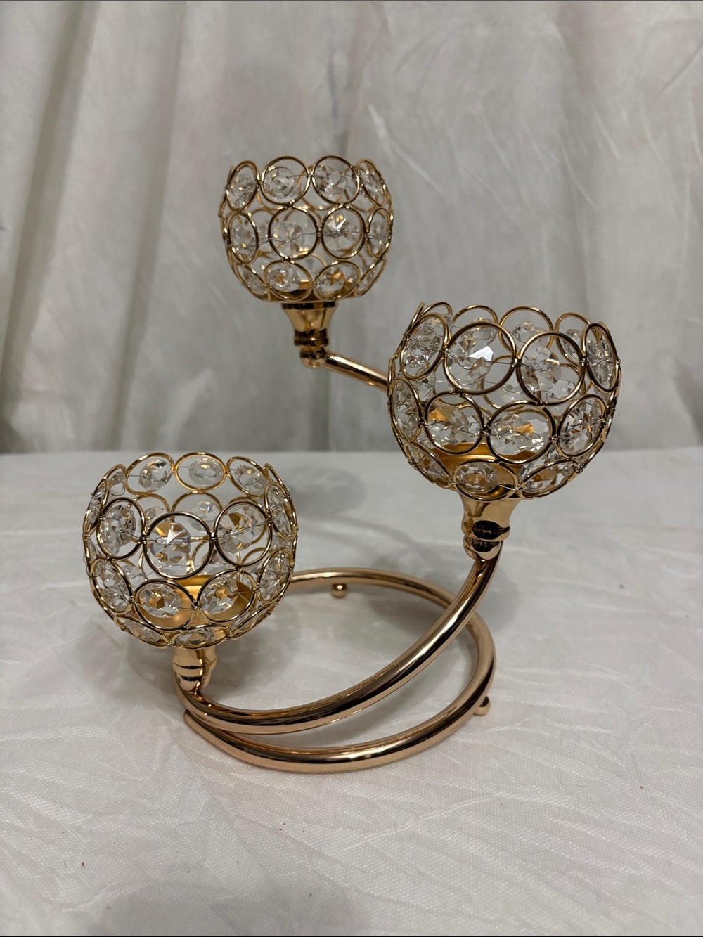 Rose Gold Crystal Tealight Candle Holder
